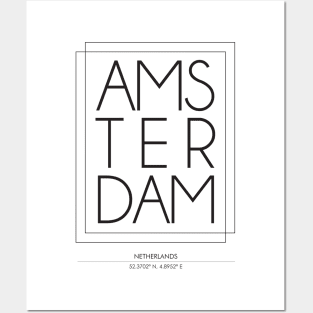 Amsterdam City Minimal Typography 2 Posters and Art